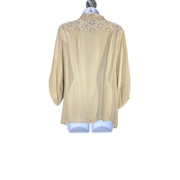 Nanette Lepore Womens Faustina‎ Blouse Long Sleeve Floral Lace Button Up Size 12 - Picture 4 of 9